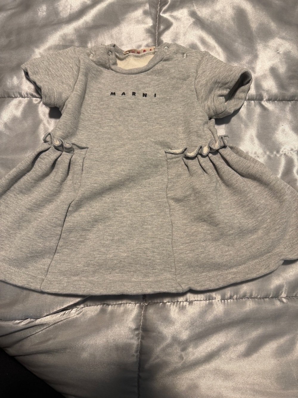 Marni Light Gray Short-Sleeve Knit Dress for Kids